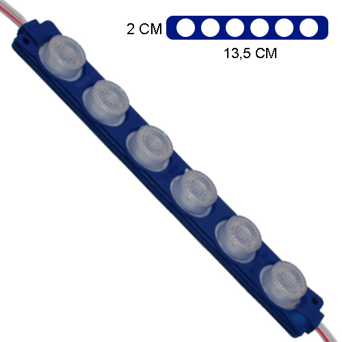 Modulo 6Led (1X6) Con Difusor 3D Azul 12V Ip-67