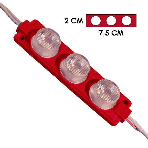 MODULO LOYTA 3LED CON DIFUSOR 3D ROJO 24V IP-67